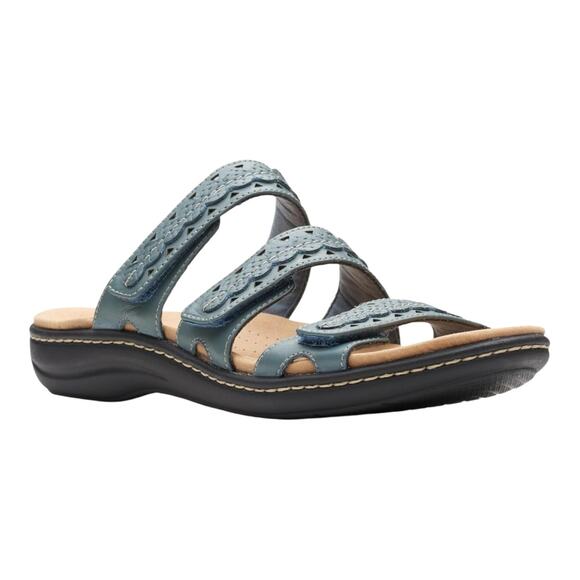 Clarks Women's Collection Laurieann Cove Strappy Slide Sandals Blue Size 7 1/2 M - Picture 1 of 4
